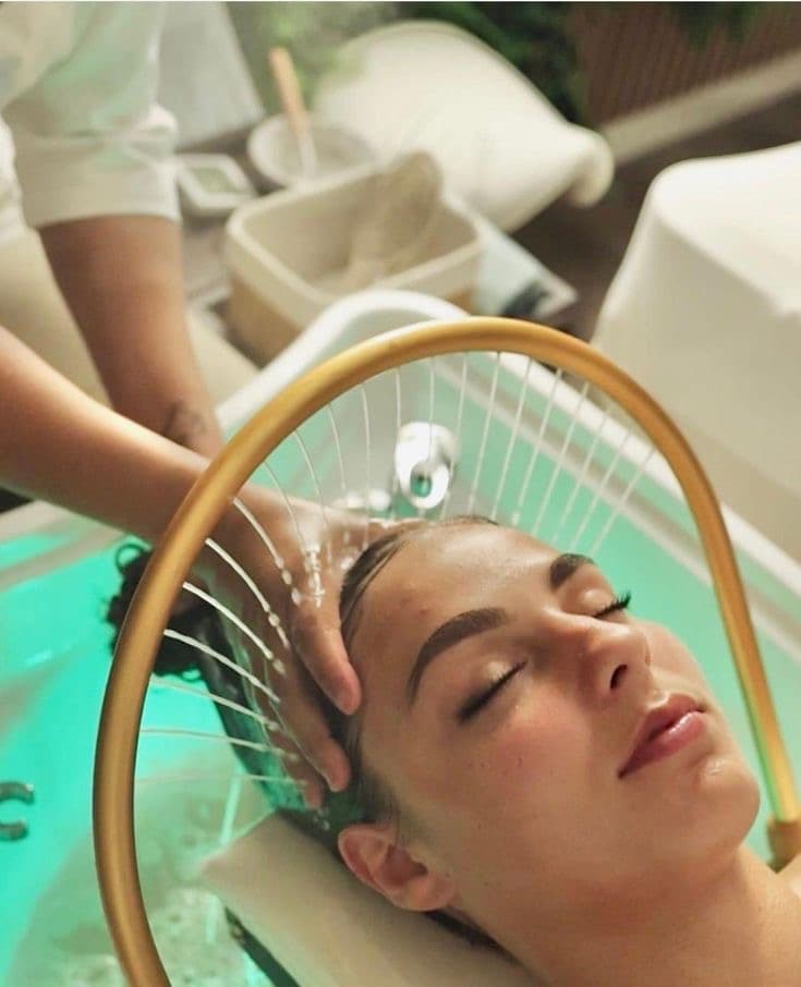 Japanese Head Spa gold halo water ritual at 4Hands in Charlotte
